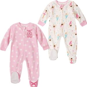 aabsorba Baby Girls 2-Pack Blanket Sleeper, Ballet, 12 Months